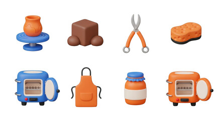 Collection of baby care items and feeding accessories isolated on transparent background