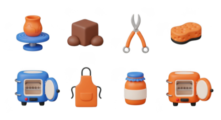 Collection of baby care items and feeding accessories isolated on transparent background