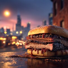 Chicago-style brisket sandwich