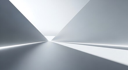 Abstract geometric architecture with bright light lines and shadows image