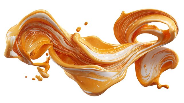 Dynamic swirl of molten gold and white paint splatter abstract art