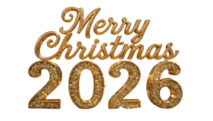 Merry Christmas 2026 Golden Sparkling Festive Message