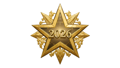 Elegant Gold Star Award Badge for 2026 Achievement