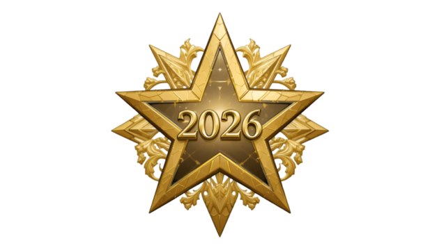 Elegant Gold Star Award Badge for 2026 Achievement