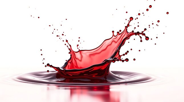Vibrant red liquid splash creating dynamic crown shape, isolated on white background