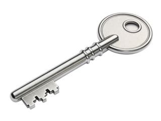 Vintage Metal Door Key with Round Head Isolated on Transparent Background for Security Design