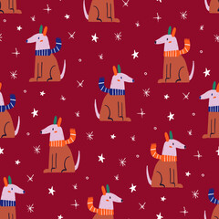Cute winter dogs - seamless pattern design