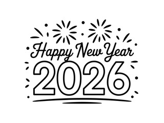 Happy new year greeting card with the year two thousand twenty six