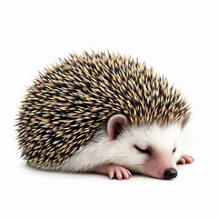 Obraz premium Cute baby hedgehog sleeping peacefully, isolated on white background