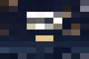 Abstract pixelated dark blue background with a central horizontal white and beige rectangular shape suggesting a stylized object or light