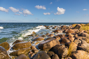Rocky Baltic Sea shoreline in Lahemaa National Park, Estonia.