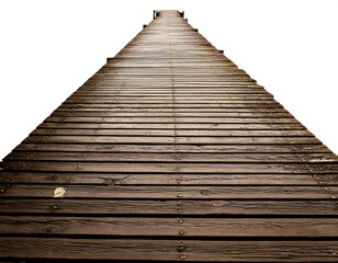 Fototapeta premium An isolated rustic wooden dock path against a white backdrop