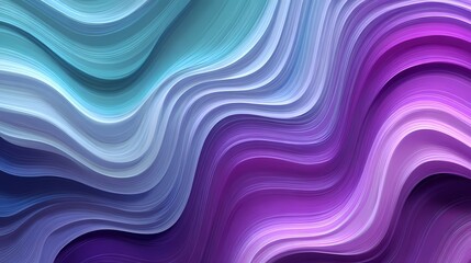 Fototapeta premium Abstract Wavy Lines in Teal Purple and White with a Smooth Flowing Motion Creating a Visually Dynamic Backdrop and Smooth