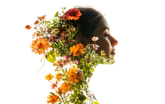 Studio photo of stylized silhouette of woman in artistic minimalist pose isolated on transparent background PNG - Powered by Adobe