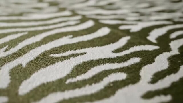 Olive green white zebra pattern fabric textile print texture with soft plush feel and subtle depth
