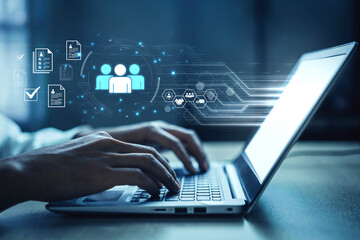 Obraz premium Concept of human resources and workforce strategy. Focusing on talent management, recruitment, and team development to achieve business targets and organizational goals. Fermion