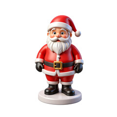 Obraz premium Small ceramic Santa figurine on white base, 3D Icon – Glossy Minimal Emoji Style, Isolated PNG object