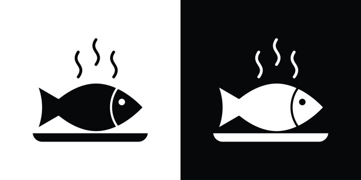 Cooked fish icon design concept. vector flat icons