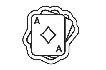 Minimalist black and white Ace of Diamonds playing card stack for casino games