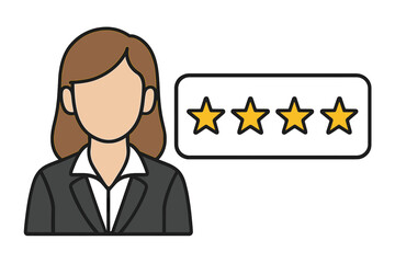 Professional woman providing four-star customer feedback and service rating
