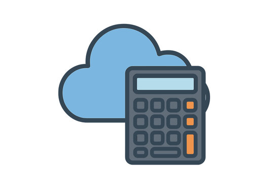 Cloud computing service icon showing a calculator for financial data processing