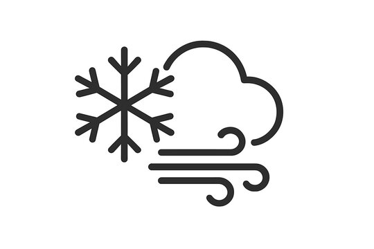 Cold snowy weather with strong wind and blowing snow from a cloud