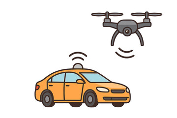 Smart car technology connecting with an aerial drone for advanced transportation systems