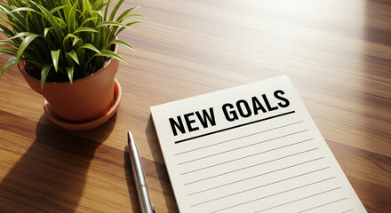 Planning for the future with a blank list for setting new resolutions, aspirations, and personal goals on a wooden desk
