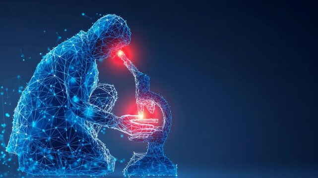 scientist microscope science laboratory research equipment digital low poly wireframe video motion