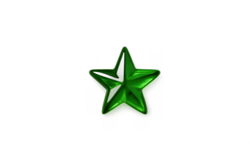 Green metallic glossy star 3d symbol transparent background