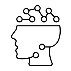 Human head with connections isometric icon, info tech concept. Vector graphics. Brain with neuron links, neural network sign on white background, style icon mobile or web design.