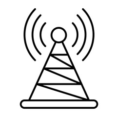 Broadcasting antenna with signal isometric icon, info tech concept. Vector graphics. Television or cellphone tower, coverage sign on white background, style icon mobile or web design.
