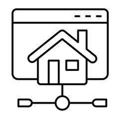 Website in home network isometric icon, info tech concept. Vector graphics. Cottage house page and connection, connectivity sign on white background, style icon mobile or web design.