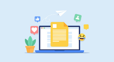 Security and Protection Concept Shield Icon with Locked Document and Geometric Shapes