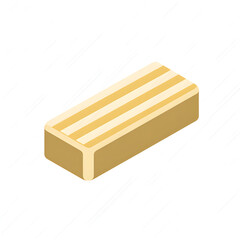 Isometric view of a golden brown waffle stick on a white background