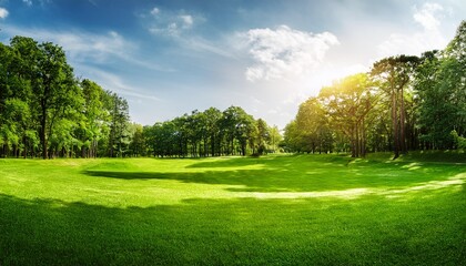 lush green grass patch nestled amidst trees