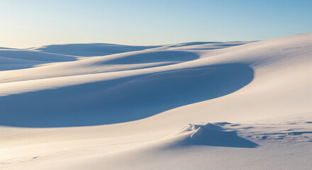 White Sand Dunes Landscape with Shadows in Natural Light