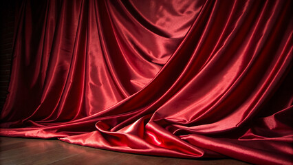 Red curtain background texture silk satin velvet stage theater backdrop drape