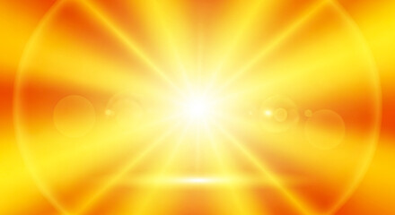 Bright light burst background orange yellow sun flare effect illustration