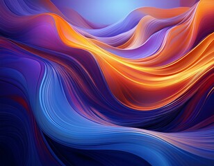 vibrant flowing wave of blue purple and orange colors blending in a smooth abstract motion