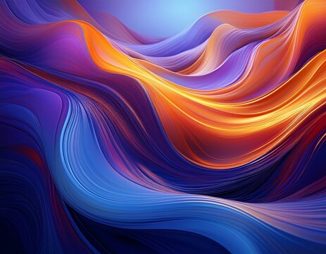 vibrant flowing wave of blue purple and orange colors blending in a smooth abstract motion