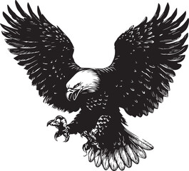 Majestic Eagle Silhouette Vector – Detailed Flying Eagle Illustration
