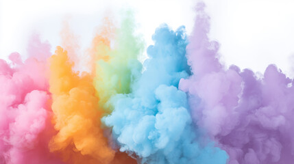 Colorful smoke rises in vibrant shades of orange, pink, blue, and purple, creating a playful and dynamic scene. This striking visual adds excitement to a festive atmosphere or artistic display