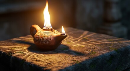 Ancient Oil Lamp - A Symbol of Light and Tradition.