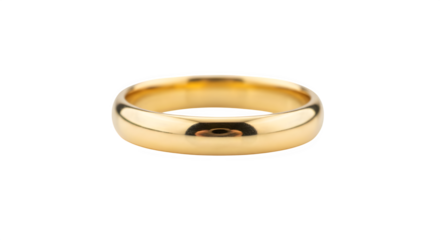 Elegant golden wedding ring or engagement band, a symbol of commitment and luxury, isolated on transparent background