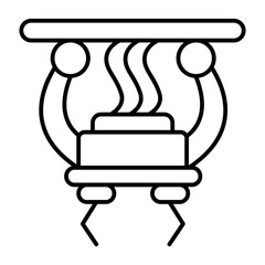Mechanical arm, robot hand thin line icon, manufacture technology concept, conveyor claw with wires sign on white background, outline style for mobile web design. Vector graphics.