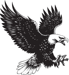 Majestic Eagle Silhouette Vector – Detailed Flying Eagle Illustration