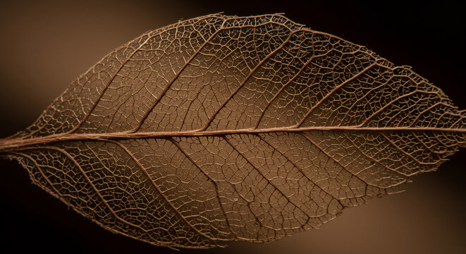 Decaying leaf macro close up on dark background