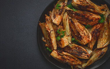 baked, oven-baked fennel, with spices, in olive oil, homemade, no people,