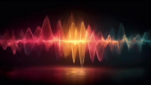 Dynamic sound wave visualization, representing audio frequencies in vibrant colors.